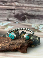 Handmade Sterling Silver Sierra Nevada Cuff Beaded Bracelet Signed Nizhoni