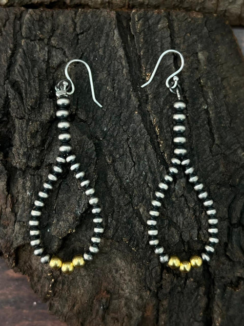 Handmade Sterling Silver Beaded Hook Dangle Earrings