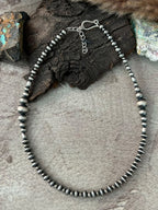 Handmade Sterling Silver Beaded Necklace Signed Nizhoni