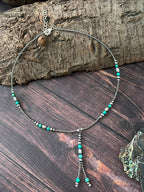 Handmade Sterling Silver Kingman Turquoise Beaded Necklace Signed Nizhoni