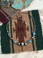 Handmade Sterling Silver Beaded Golden Hills Turquoise Necklace