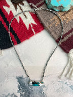 Handmade Sterling Silver Kingman with White Buffalo Turquoise Beaded Necklace Signed Nizhoni