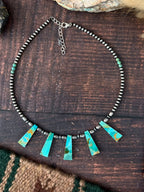Handmade Sterling Silver Kingman Turquoise Beaded Necklace Signed Nizhoni