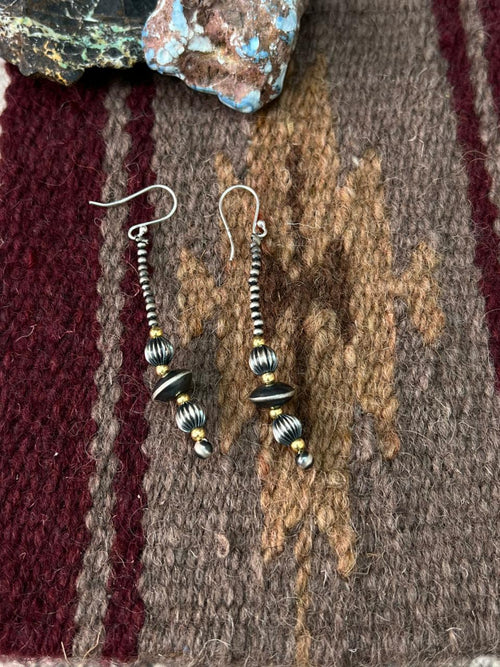 Handmade Sterling Silver Hook Dangle Beaded Earrings