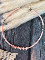 Handmade Sterling Silver Queen Pink Conch Collection: Beaded Necklace Signed Nizhoni