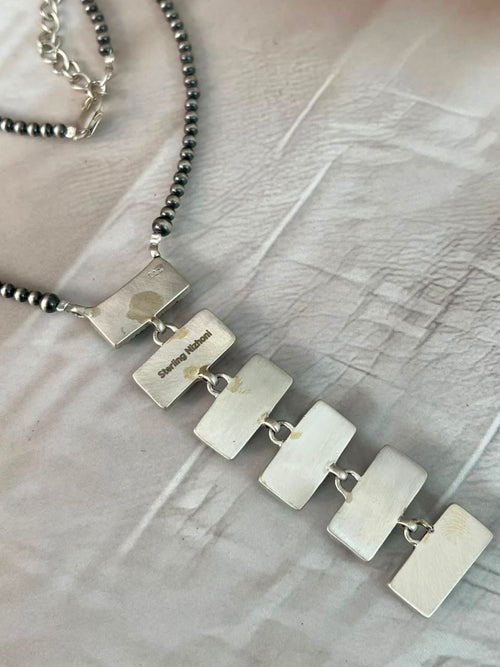 Handmade Sterling Silver Christmas Dahlia Collection: Beaded Necklace Signed Nizhoni