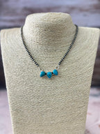 Handmade Sterling Silver White Water Turquoise Beaded Necklace "Signed Nizhoni"