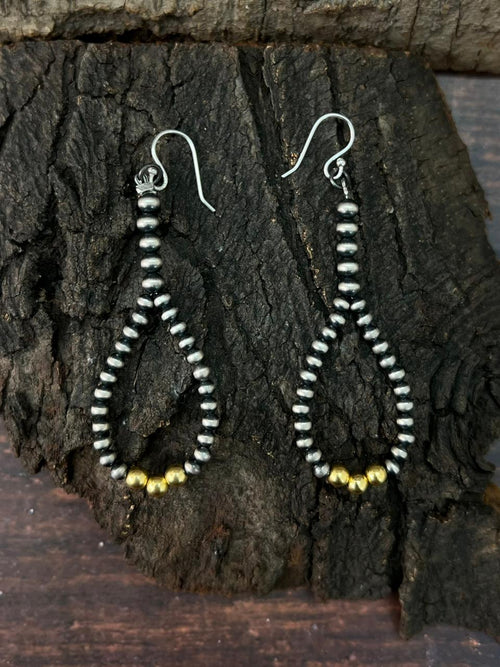 Handmade Sterling Silver Beaded Hook Dangle Earrings
