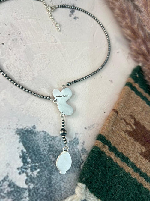 Handmade Sterling Silver Cotton Candy Beaded Butterfly Necklace Signed Nizhoni