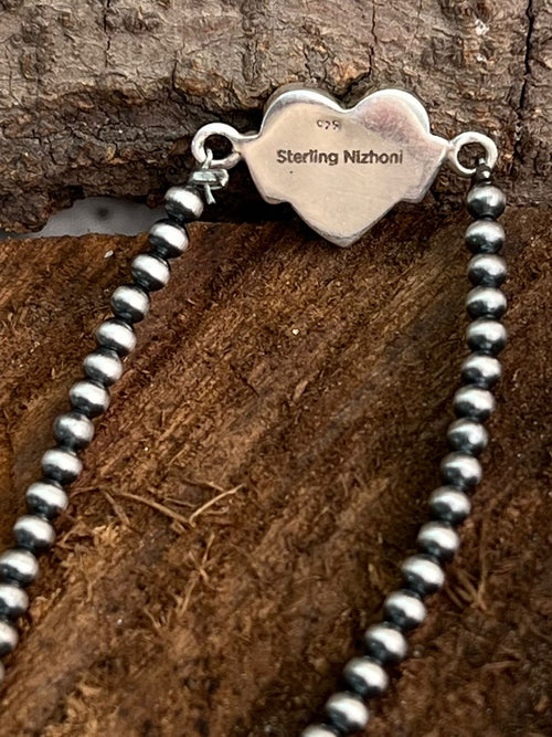 Handmade Sterling Silver Beaded Neon Opal, Variscite Chain Bracelet "Signed Nizhoni"