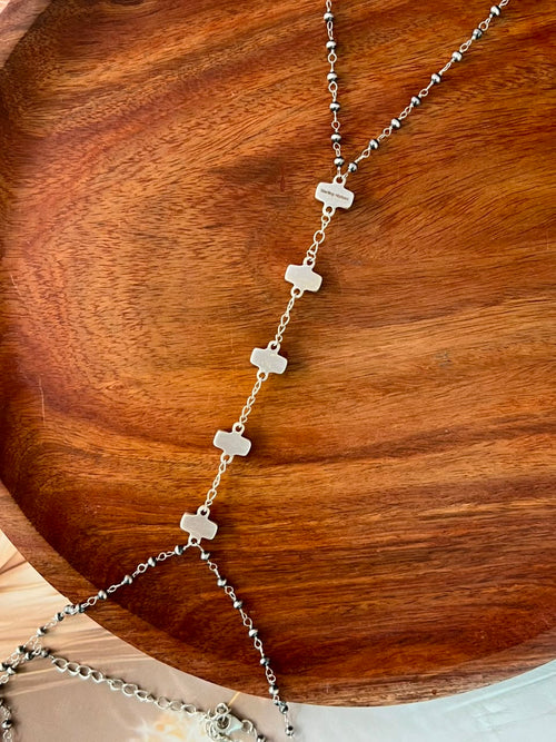 Handmade Sterling Silver Kingman Turquoise Beaded Body Chain Signed Nizhoni