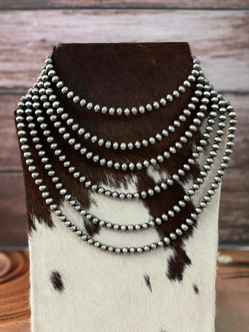 Handmade Nizhoni Silver Over Brass Plated 8MM Beaded Necklace (5)