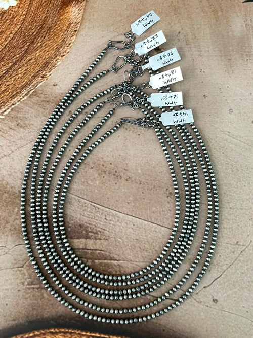 Handmade Nizhoni Silver Over Brass Plated 4MM Beaded Necklace (2)