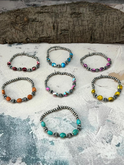 Handmade Sterling Silver Multi Stone Beaded Bracelet