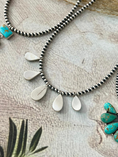 Handmade Sterling Silver Santa Maria Turquoise Beaded Necklace "Signed Nizhoni"
