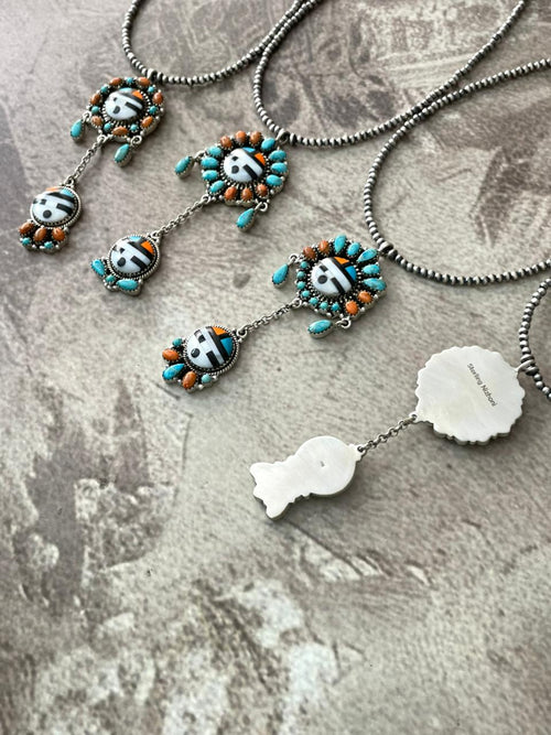 Handmade Sterling Silver Turquoise and MOP Beaded Necklace "Signed Nizhoni"