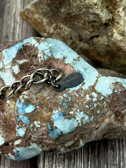 Handmade Sterling Silver Beaded Kingman Turquoise Necklace (7)