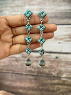 Handmade Sterling Silver Golden Hills Cobble Collection Post Dangle Beaded Earrings "Signed Nizhoni"