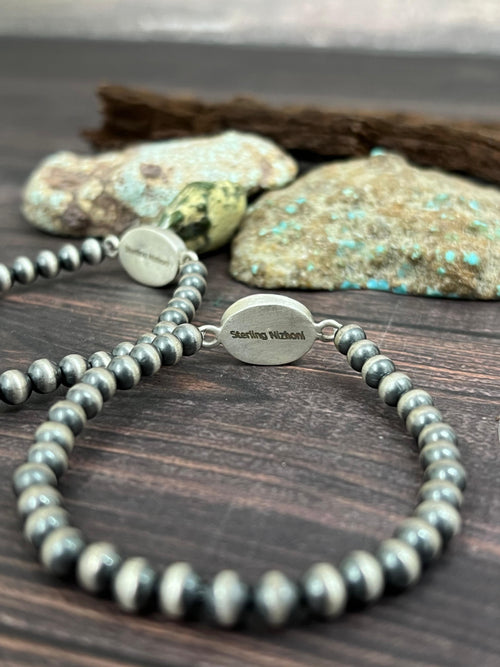 Handmade Sterling Silver Cotton Candy, Dahlia Rose Beaded Bracelet with Signed Nizhoni