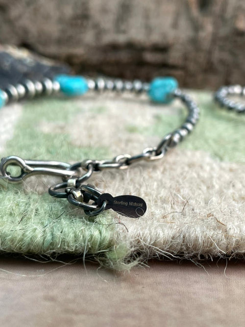 Handmade Sterling Silver White Water Beaded Bracelet and Ring Set