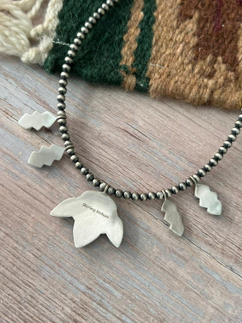 Handmade Sterling Silver Golden Hills with Cotton Candy Beaded Necklace "Signed Nizhoni"