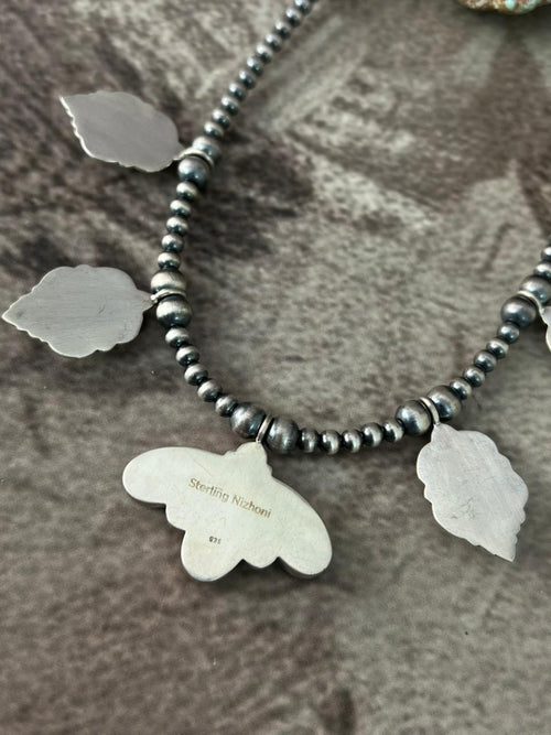 Handmade Sterling Silver 'Golden Hills Turquoise Cobble Collection' Beaded Necklace "Signed Nizhoni"