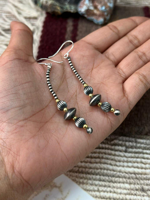 Handmade Sterling Silver Hook Dangle Beaded Earrings