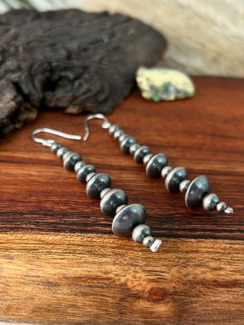 Handmade Sterling Silver Hook Dangle Beaded Earrings