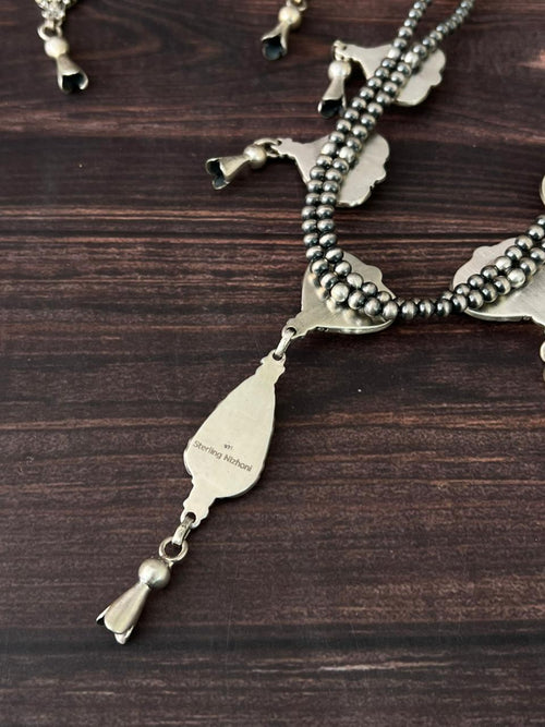 Handmade Sterling Silver Beaded Multi Stone Necklace "Signed Nizhoni"