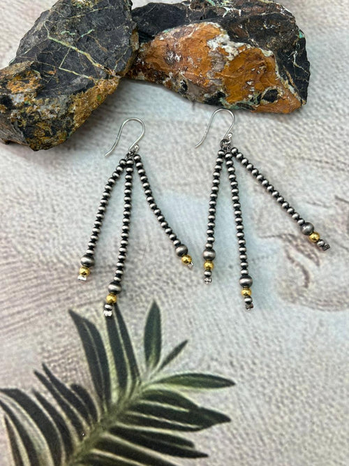 Handmade Sterling Silver Beaded Hook Dangle Earrings