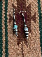 Handmade Sterling Silver Beaded Golden Hills Turquoise Hook Dangle Earrings