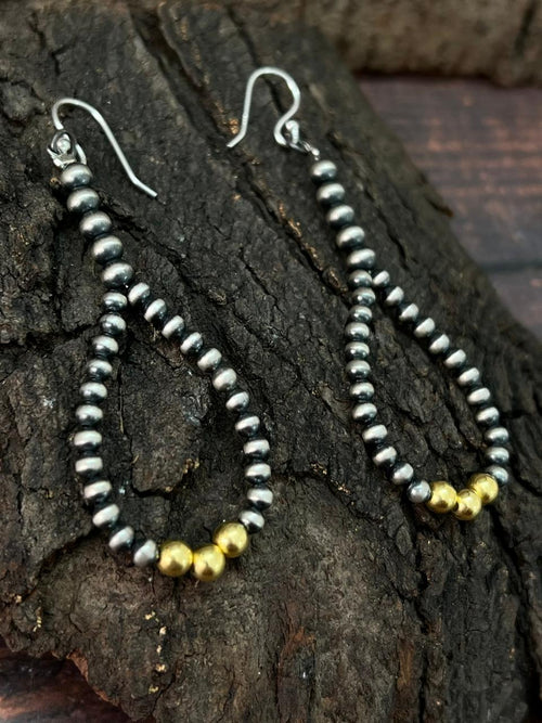 Handmade Sterling Silver Beaded Hook Dangle Earrings