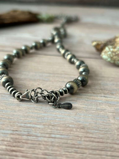 Handmade Sterling Silver Beaded Necklace with Signed Nizhoni (7)