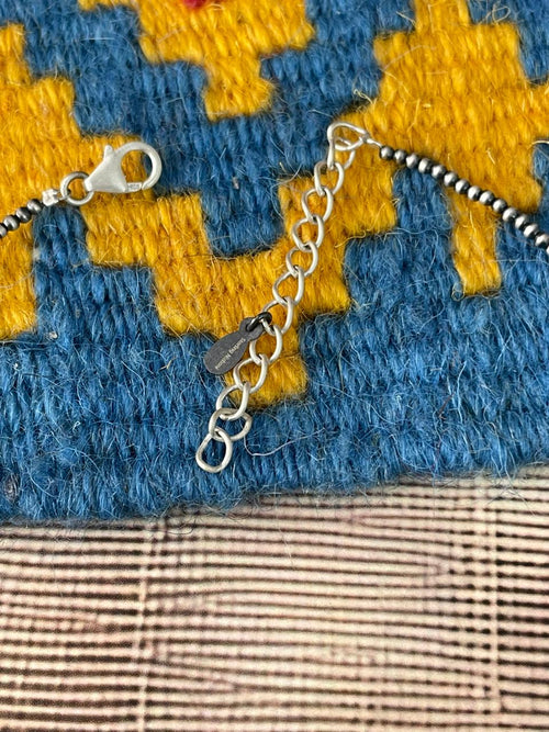 Handmade Sterling Silver Kingman Turquoise Beaded Necklace "Signed Nizhoni"