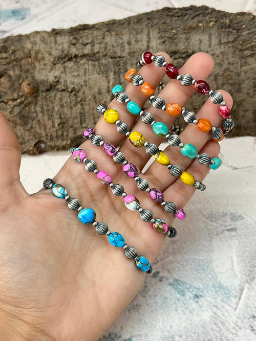 Handmade Sterling Silver Multi Stone Beaded Bracelet