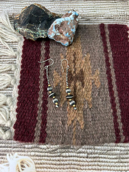 Handmade Sterling Silver Hook Dangle Beaded Earrings