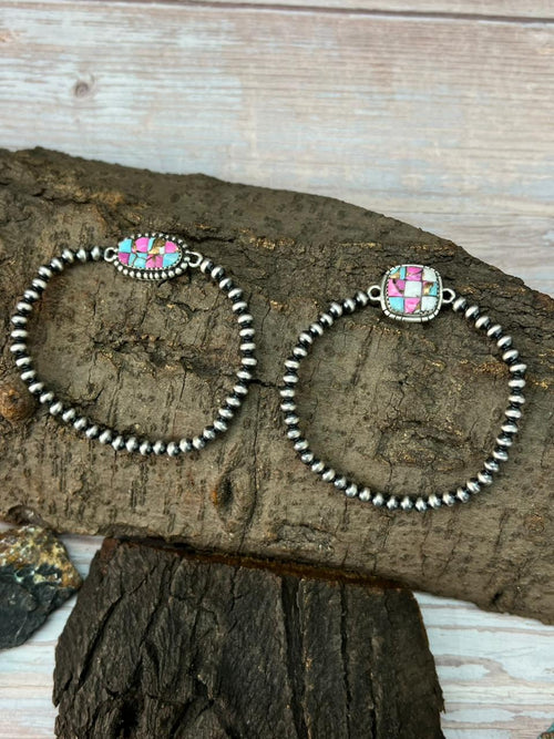 Handmade Sterling Silver Beaded Cotton Candy Bracelet