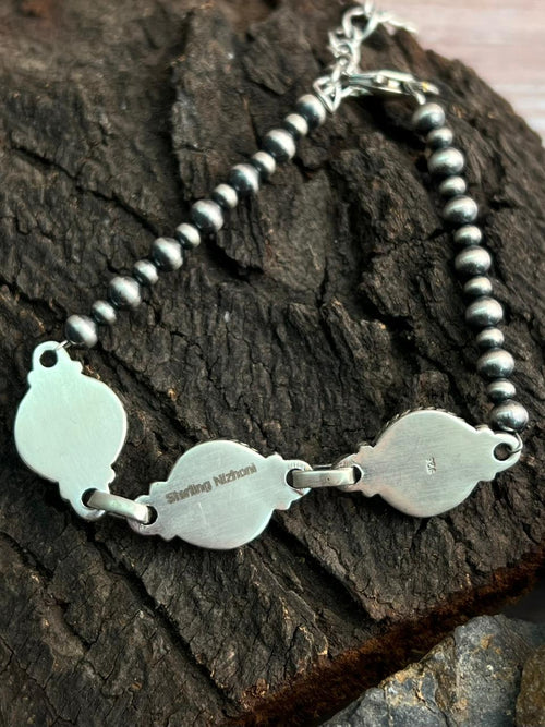 Handmade Sterling Silver Beaded Cotton Candy Bracelet "Signed Nizhoni"