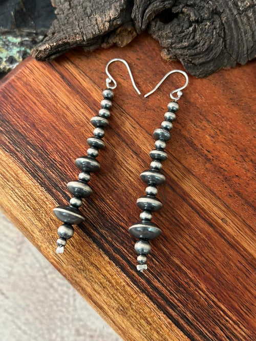 Handmade Sterling Silver Hook Dangle Beaded Earrings