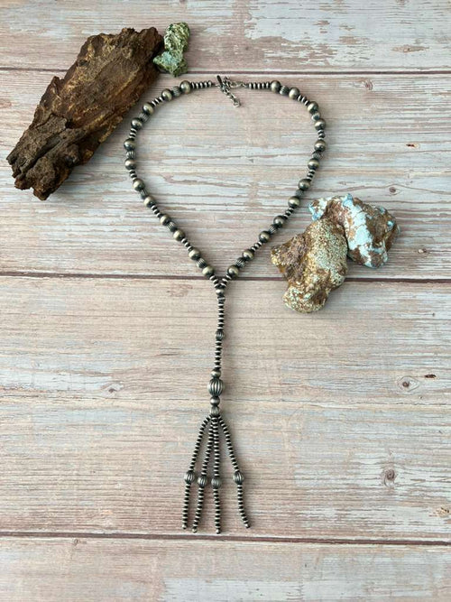 Handmade Sterling Silver Beaded Necklace with Signed Nizhoni (7)