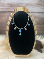 Handmade Sterling Silver Golden Hills Turquoise Beaded Necklace "Signed Nizhoni"