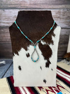 Handmade Sterling Silver Kingman Turquoise Beaded Necklace with Signed Nizhoni