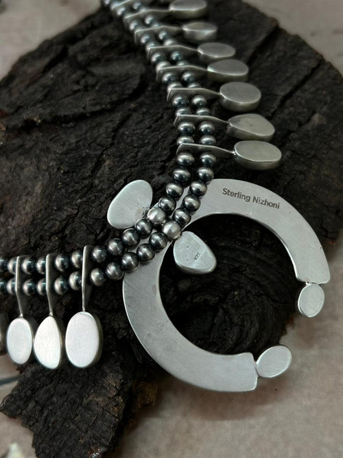 Handmade Sterling Silver Multi Stone Naja Beaded Necklace "Signed Nizhoni"