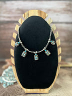 Handmade Sterling Silver 'Golden Hills Turquoise Cobble Collection' Beaded Necklace "Signed Nizhoni"