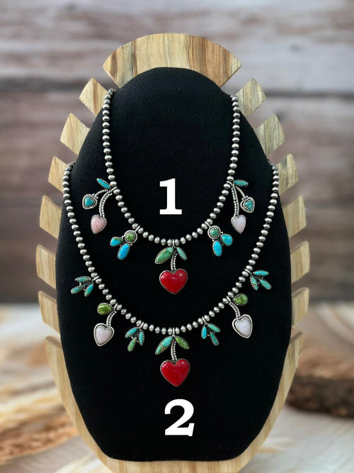 Handmade Sterling Silver Multi Stone Beaded Cherry Necklace "Signed Nizhoni"