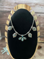 Handmade Sterling Silver 'Golden Hills Turquoise Cobble Collection' Beaded Necklace "Signed Nizhoni"