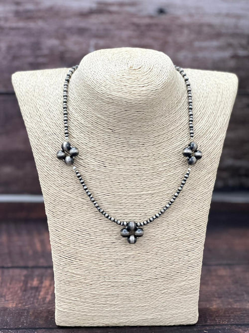 Handmade Sterling Silver Beaded Necklace "Signed Nizhoni" (8)