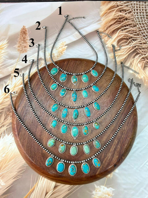 Handmade Sterling Silver Santa Maria Turquoise Beaded Necklace "Signed Nizhoni"