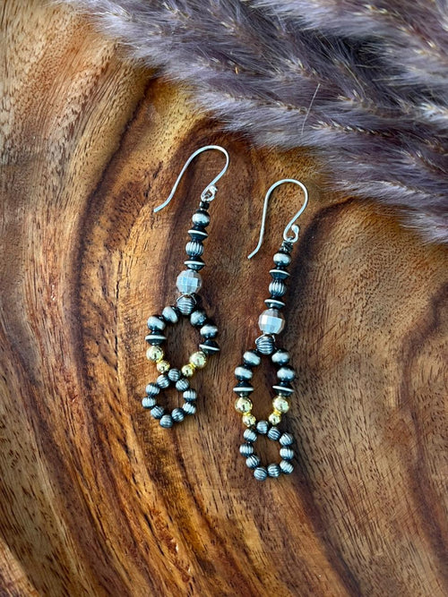 Handmade Sterling Silver Golden Beads Hook Dangle Beaded Earrings