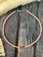 Handmade Sterling Silver Queen Pink Conch Collection: Beaded Necklace Signed Nizhoni (6)